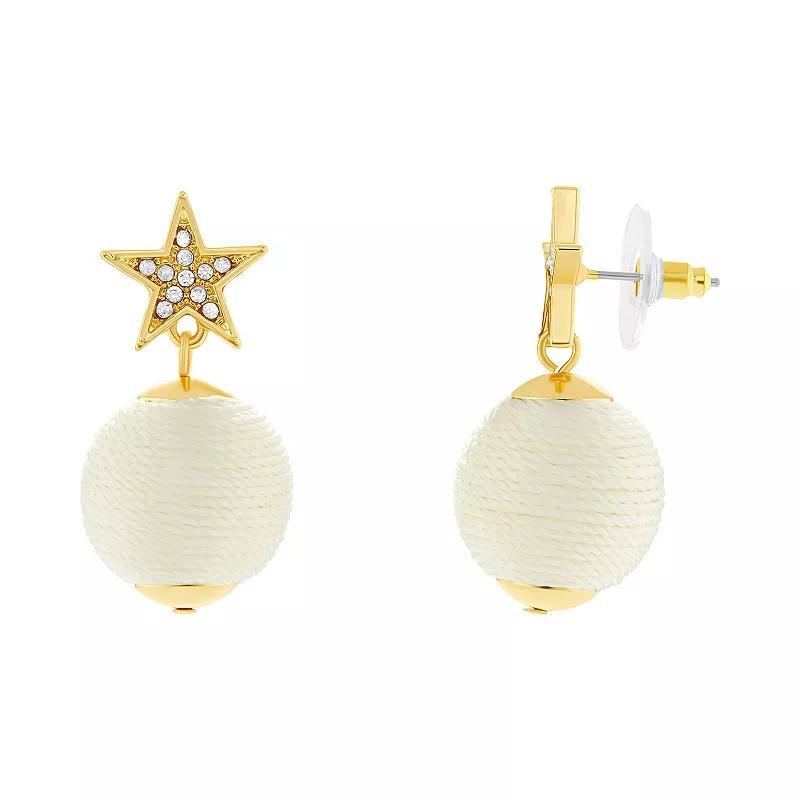 Emberly Pave Glass Star & Fireball Drop Earrings, Womens, White Product Image