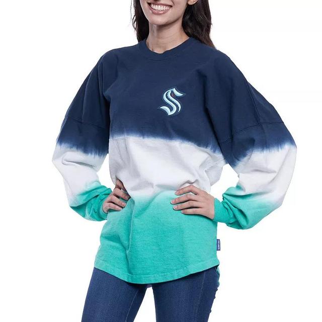 Womens Fanatics Branded Navy/Teal Seattle Kraken Ombre Spirit Long Sleeve T-Shirt Krk Blue Product Image