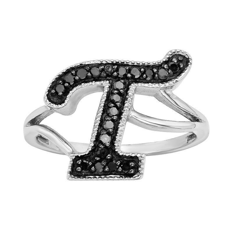 Jewelexcess Sterling Silver 1/4-ct. T.W. Black Diamond Initial Ring, Womens Product Image