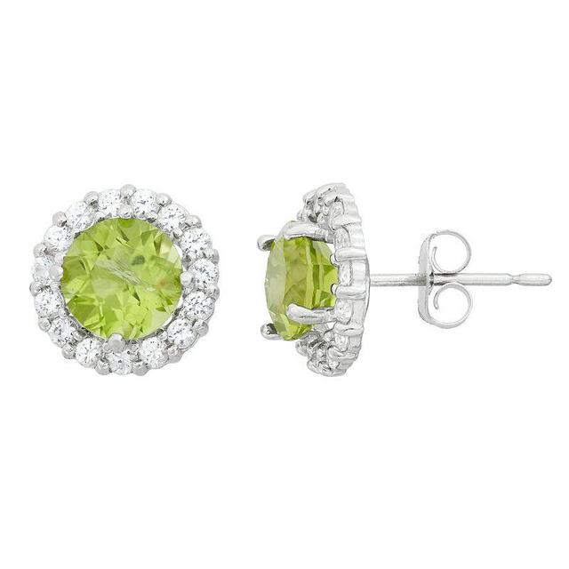 Designs by Gioelli Peridot & White Topaz 10k White Gold Halo Stud Earrings, Womens, Green Product Image