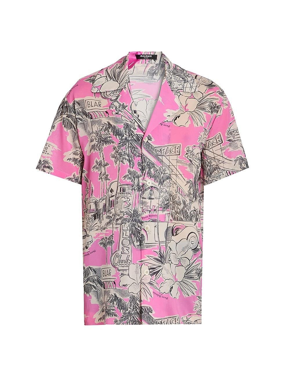 Mens Miami Silk-Blend Camp Shirt Product Image