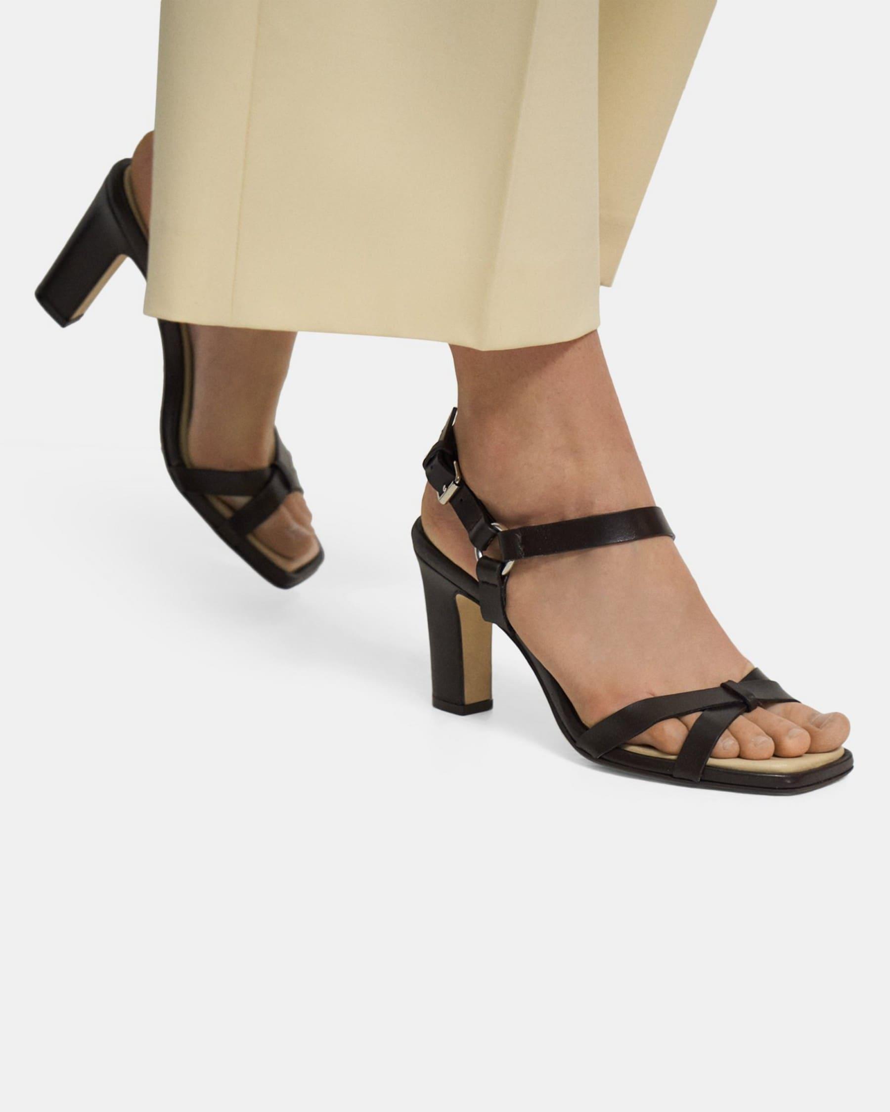 Block Heel Sandal in Leather Product Image