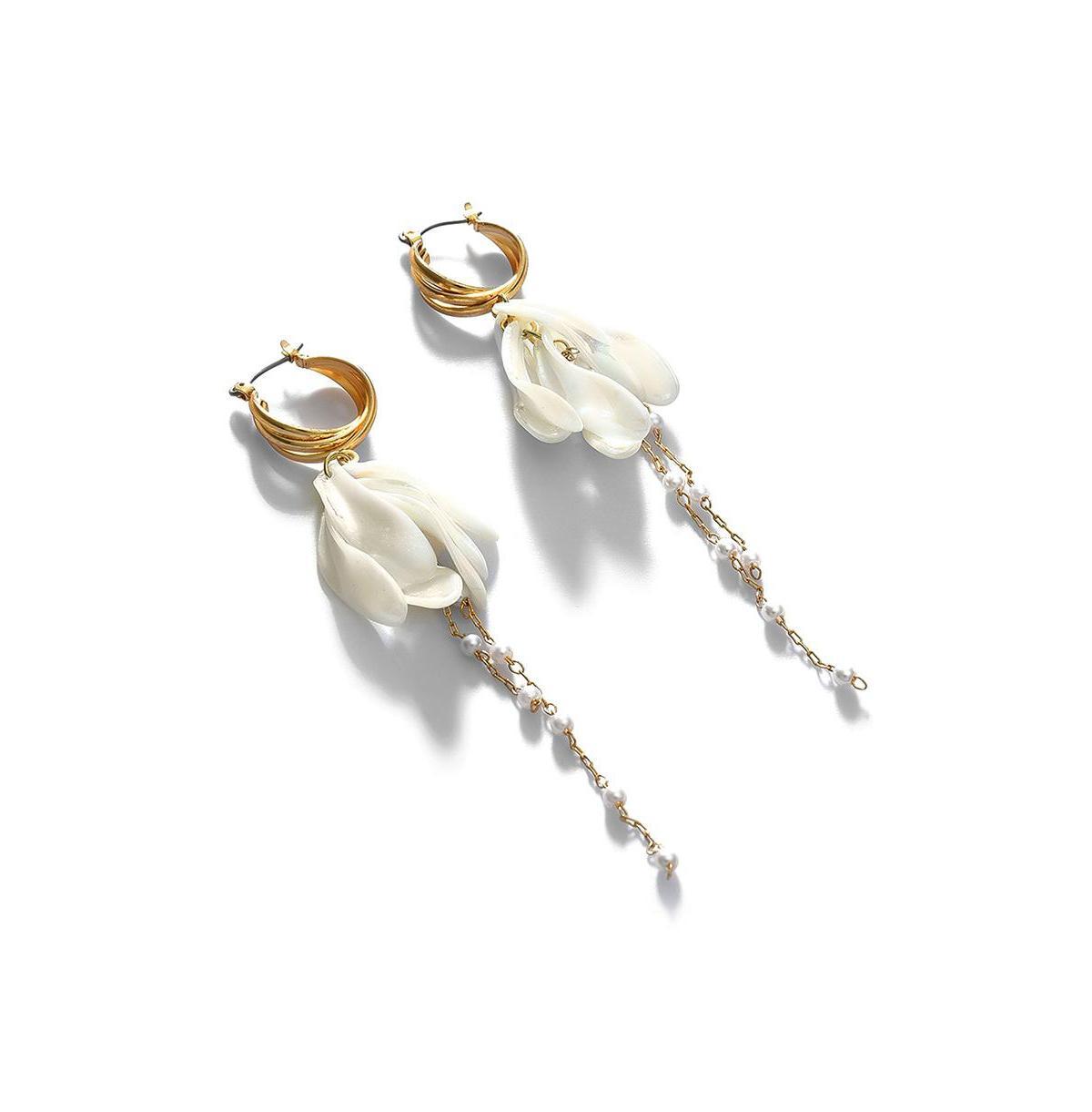 Sohi Womens White Chain Drop Earrings Product Image