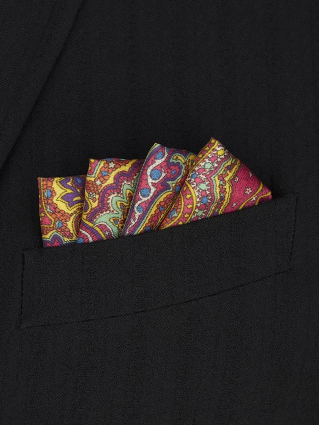 Graphic-print Silk Pocket Square In Pink Product Image