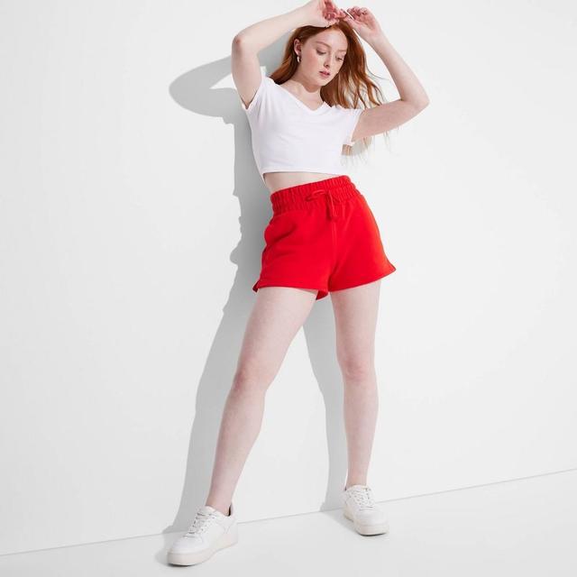 Womens Pull-On Perfect Fleece Shorts - Wild Fable Red M Product Image