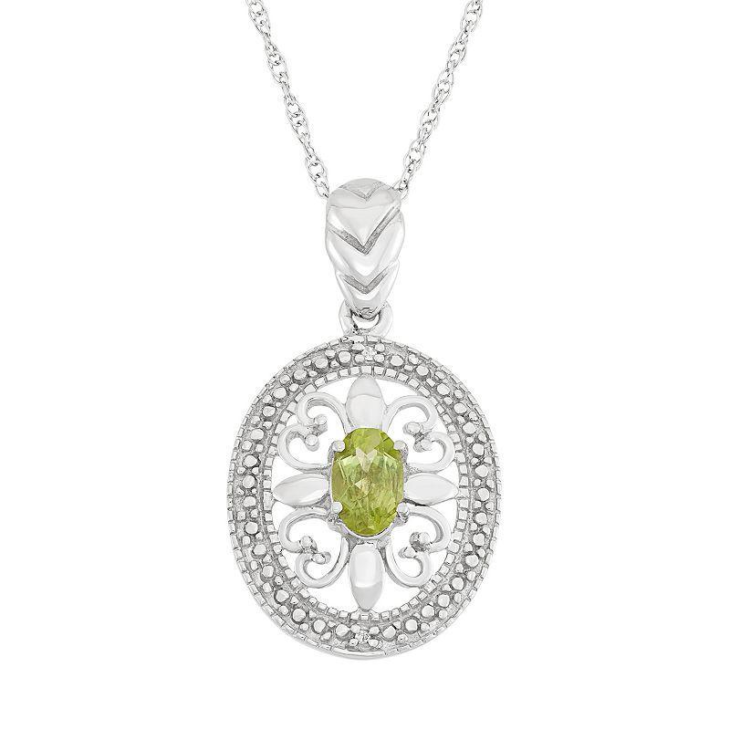 Jewelexcess Peridot & Diamond Accent Sterling Silver Pendant Necklace, Womens Green Product Image