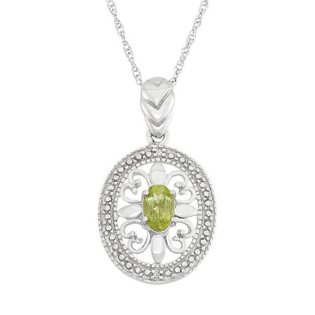 Jewelexcess Peridot & Diamond Accent Sterling Silver Pendant Necklace, Womens Green Product Image