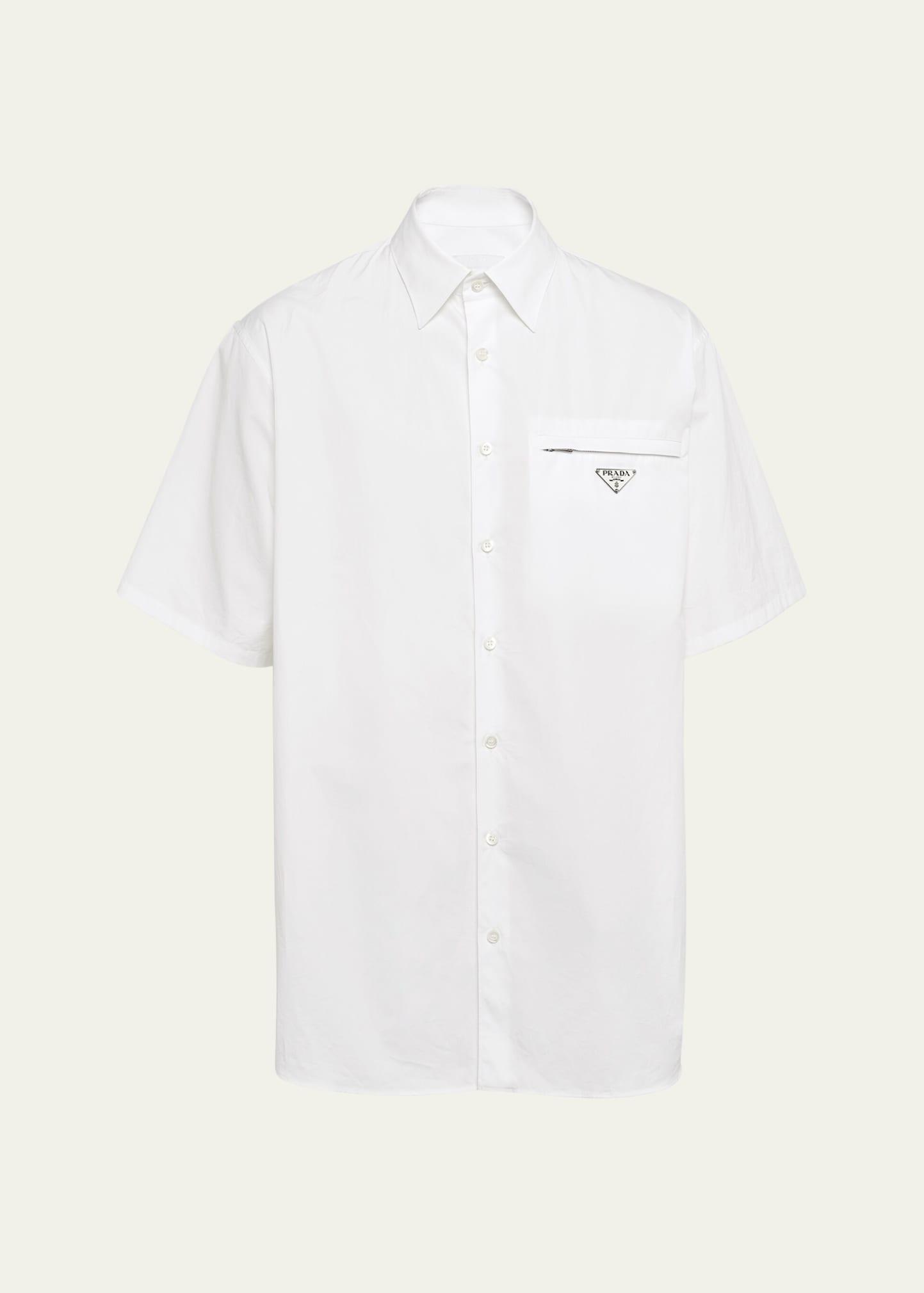 Mens Short-Sleeved Cotton Shirt Product Image