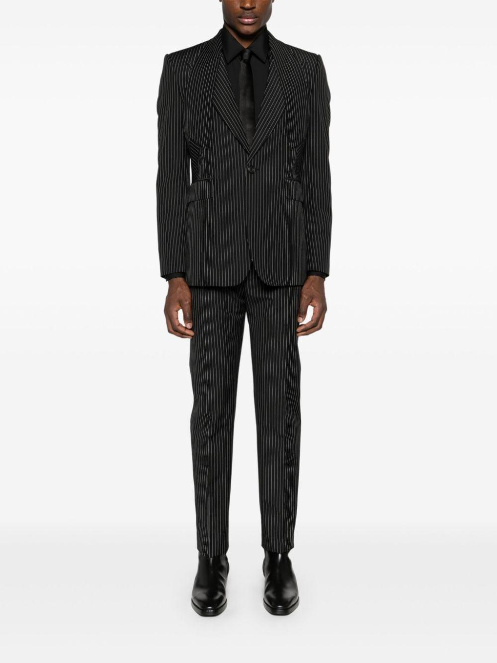 Pinstripe-pattern Layered Blazer In Black Product Image