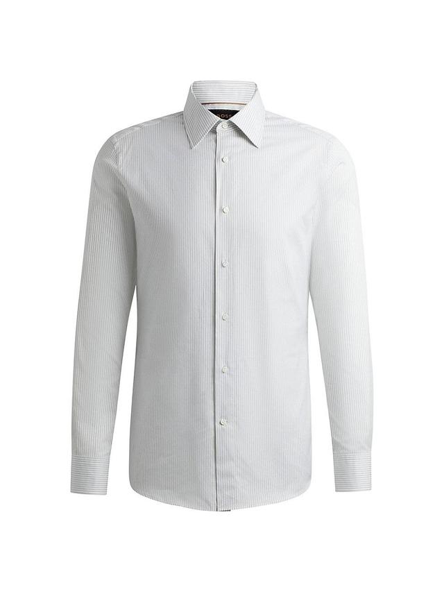 Mens Slim-Fit Shirt in Striped Cotton Product Image