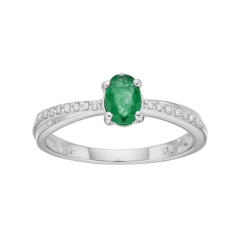 Gemminded Sterling Silver Emerald & Diamond Accent Ring, Womens Green Product Image