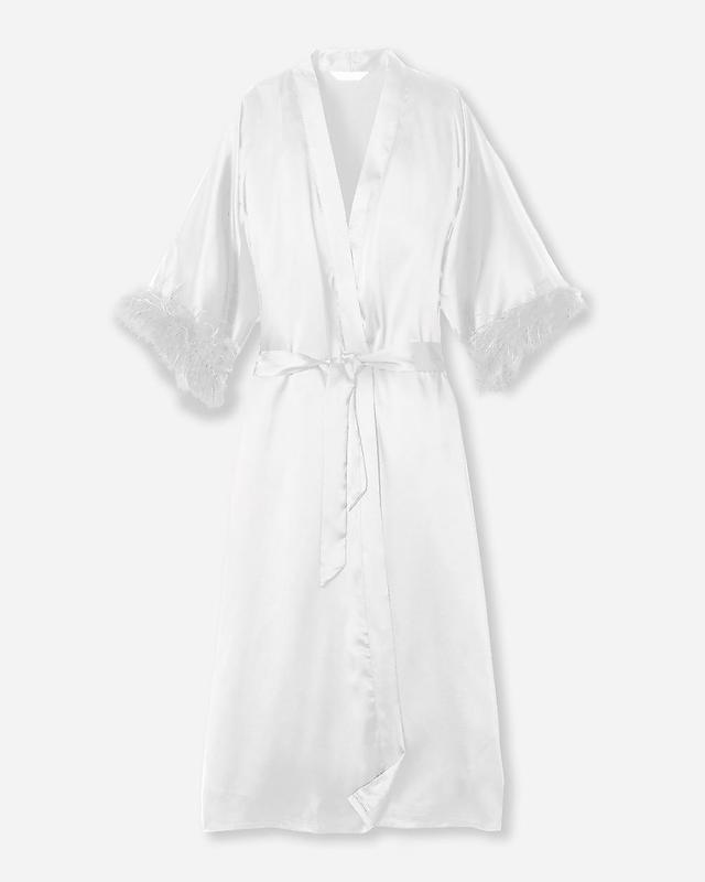 Petite Plume™ women's silk robe with feathers Product Image