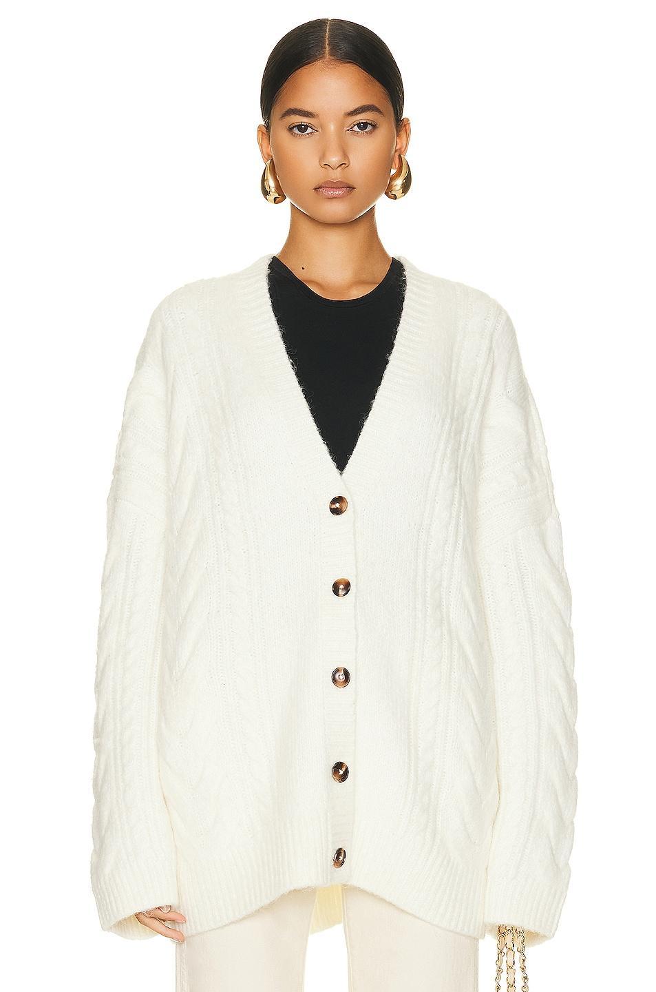 Helsa Serena Cable Cardigan in Ivory. - size M (also in L, S, XS) Product Image