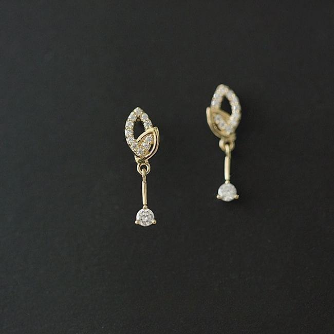 Leaf Rhinestone Sterling Silver Drop Earring Product Image