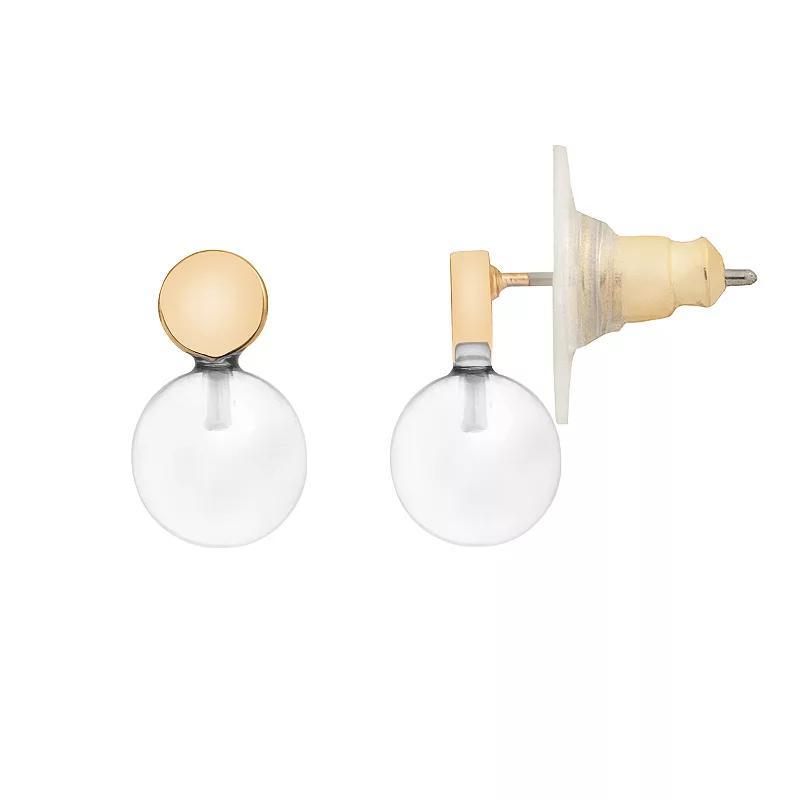 LC Lauren Conrad Gold Tone Ball Drop Earrings, Womens, Clear Product Image