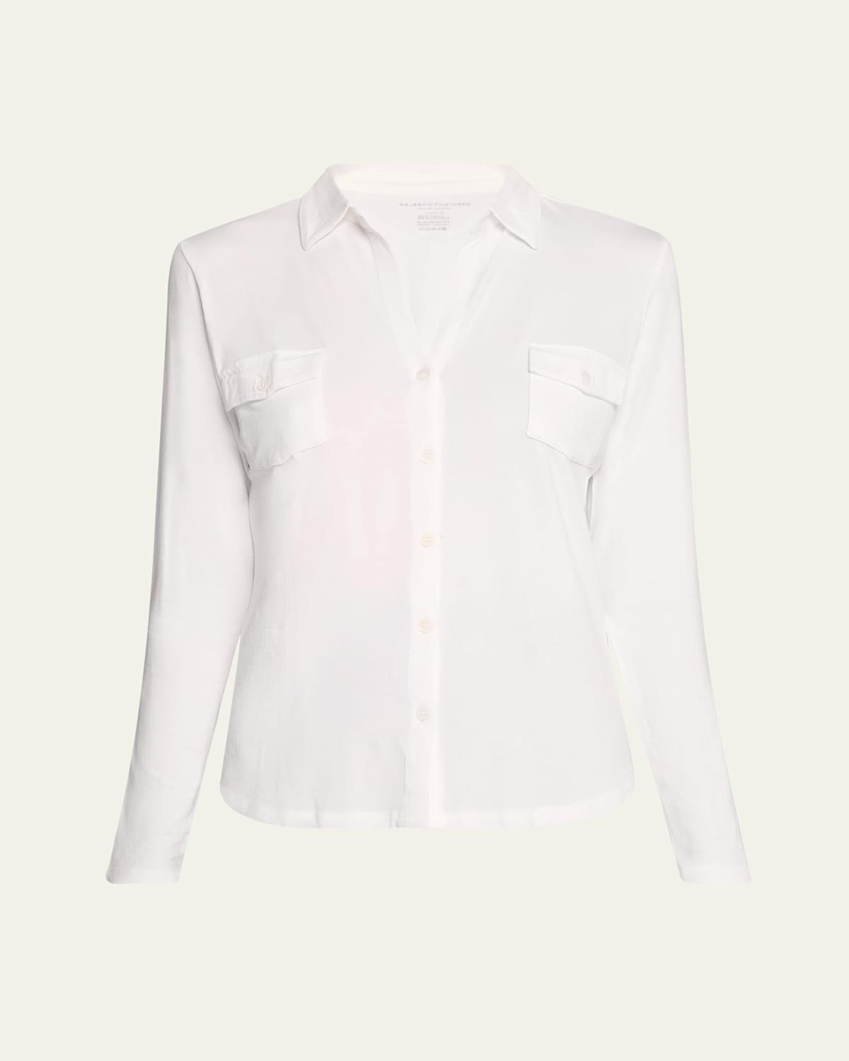 Womens Soft Touch Long-Sleeve Pocket Shirt Product Image