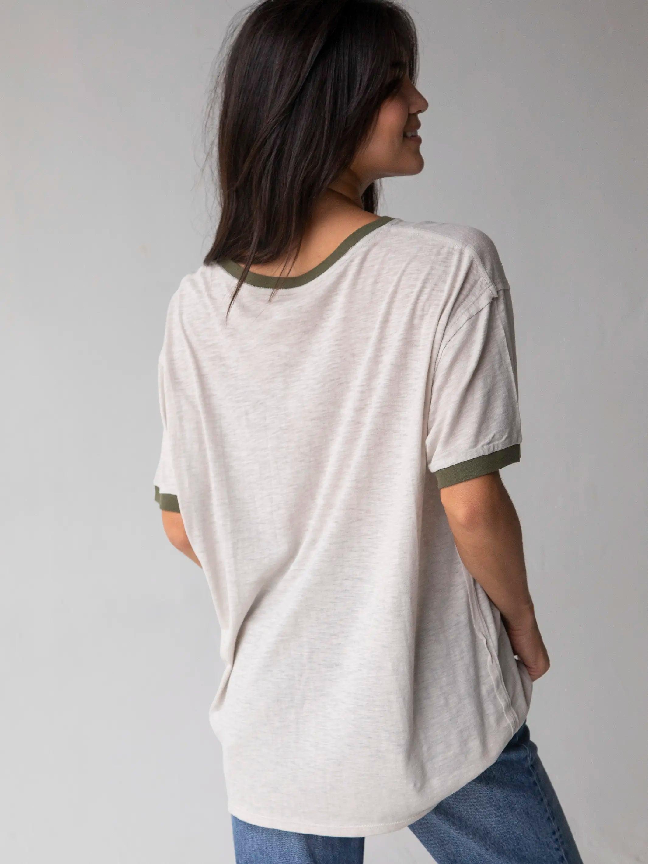 Ringer Oversized Tee Shirt - Every Flower Product Image