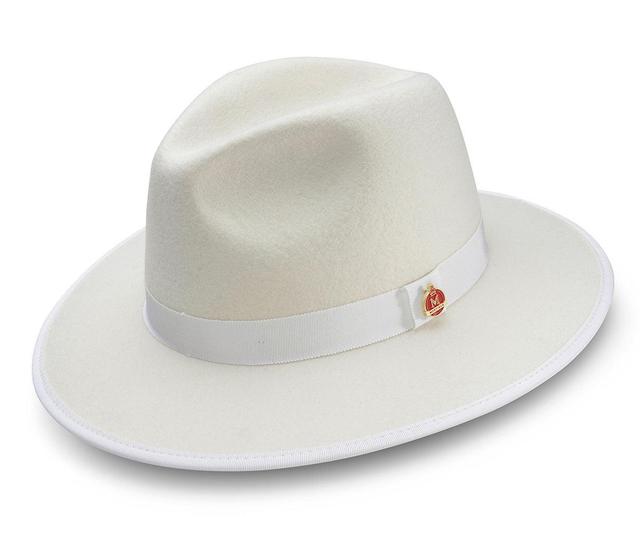 White 3 ⅛" Brim Wool Felt Hat with Red Bottom Product Image