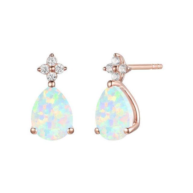 14k Rose Gold Flash-Plated Lab-Created Opal Stud Earrings, Womens Product Image