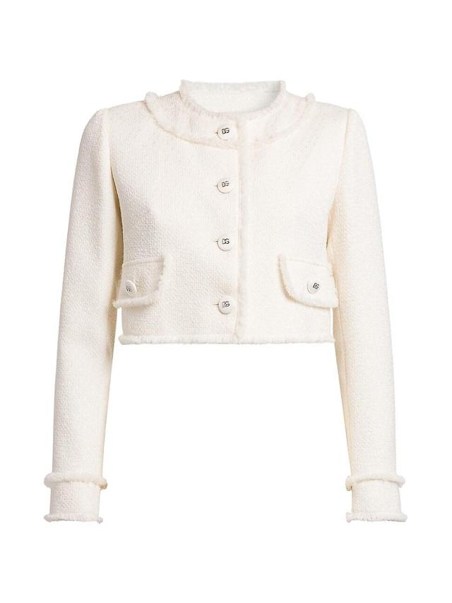 Womens Wool-Blend Tweed Cropped Jacket Product Image