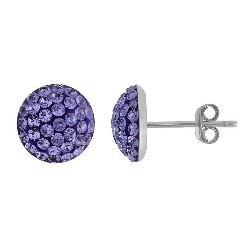 Main and Sterling Sterling Silver Crystal Half Ball Stud Earrings, Womens Purple Product Image