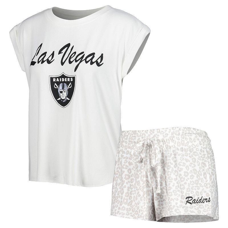 Womens Concepts Sport White Las Vegas Raiders Montana Knit T-shirt and Shorts Sleep Set - White Product Image