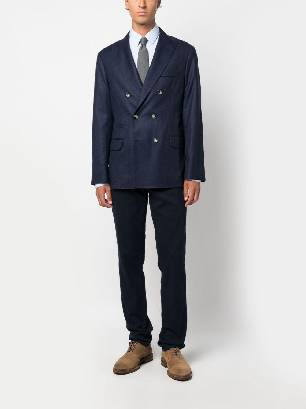 Double-breasted Virgin-wool Blazer In Blue Product Image