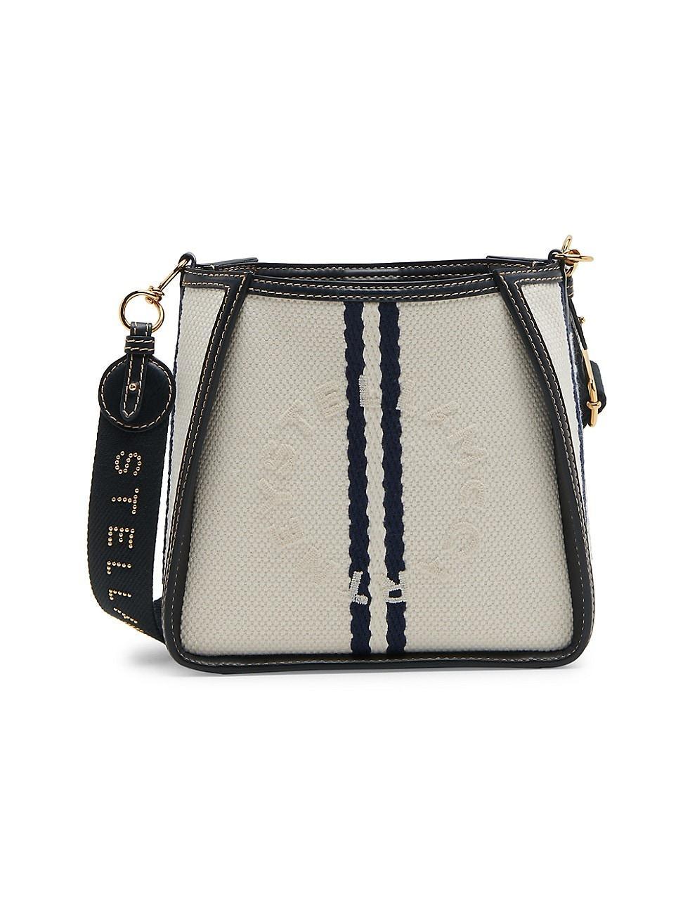 Womens Mini Striped Canvas Logo Crossbody Bag Product Image