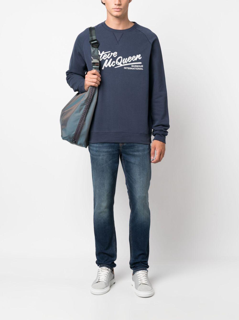 Sweater With Logo In Navy Blue Product Image