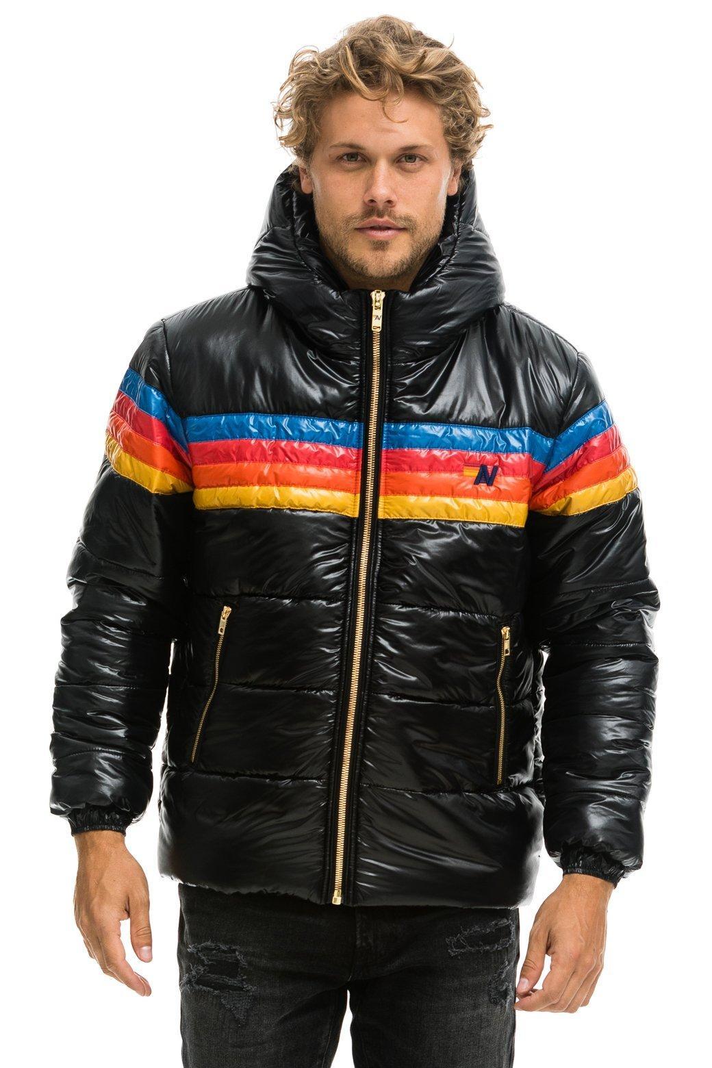 4 STRIPE LUXE TREKKER JACKET - GLOSSY BLACK Male Product Image