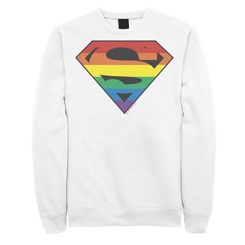 Mens Superman Rainbow Striped Chest Logo Sweatshirt White Product Image