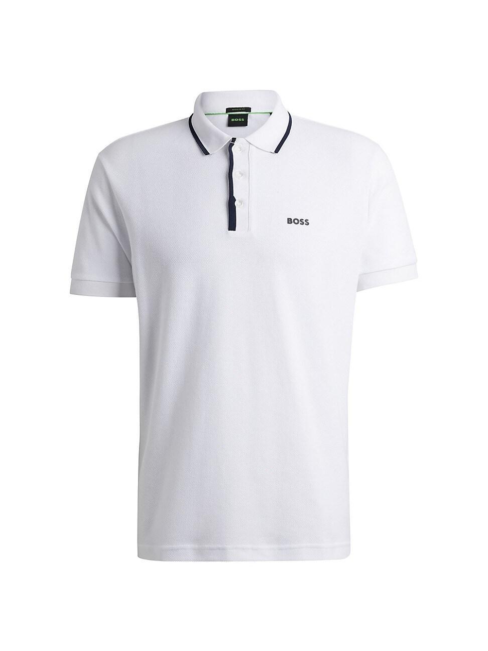 Mens Honeycomb-Cotton Polo T-Shirt Product Image