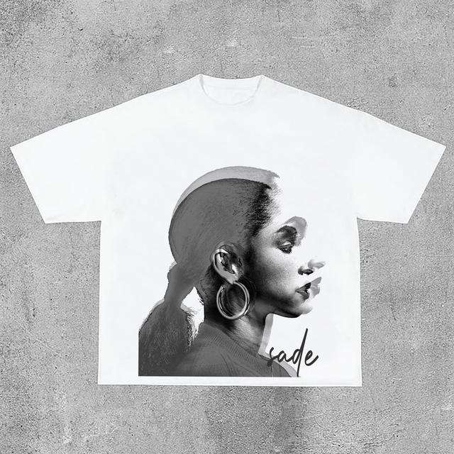 Vintage Sade Adu Print Graphic Cotton T-Shirt Product Image