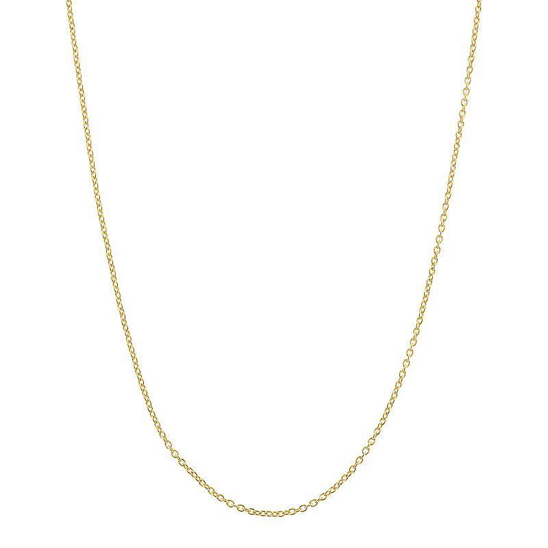 14k Gold-Plated Silver Adjustable Cable Chain Necklace - 22 in., Womens, Size: 22, Yellow Product Image