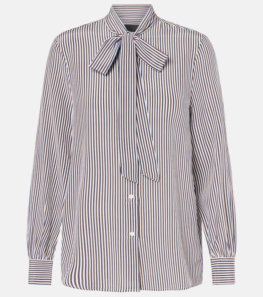 Irina Stripe Tie Neck Silk Button-up Shirt In Multicoloured product image