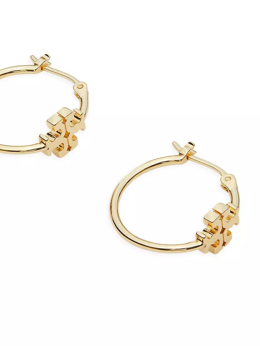 Eleanor 18K-Gold-Plated Small Logo Hoop Earrings Product Image