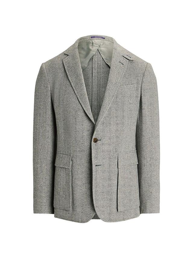 Mens Kent Herringbone Cashmere Two-Button Jacket Product Image