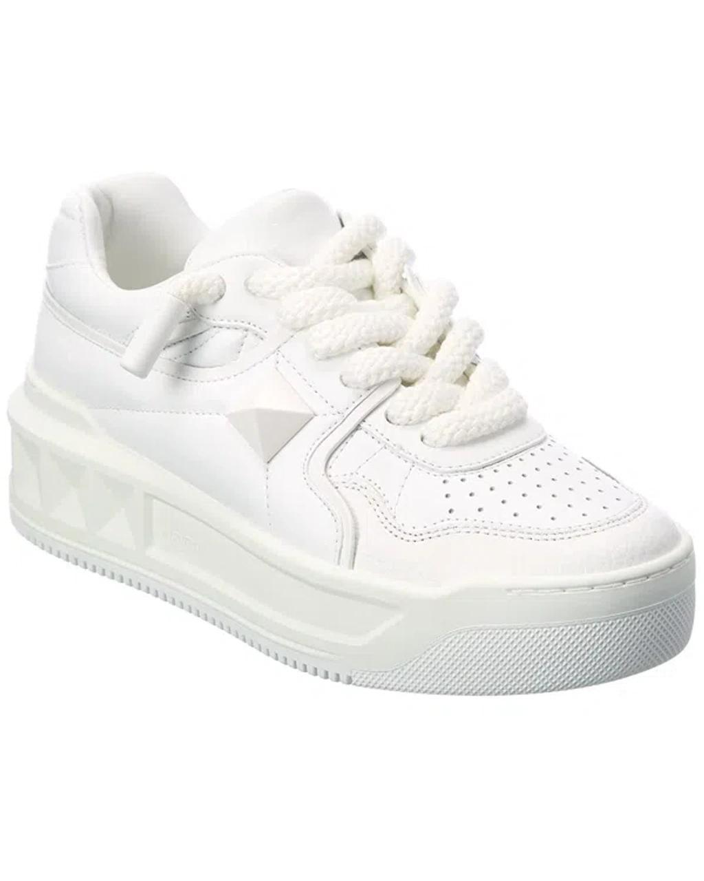 Valentino Roman Stud Leather Sneaker In White Product Image