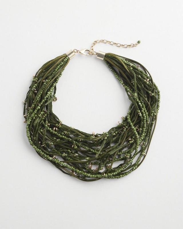 Olive Raffia Necklace   Chico's - Olive Green - Women Product Image