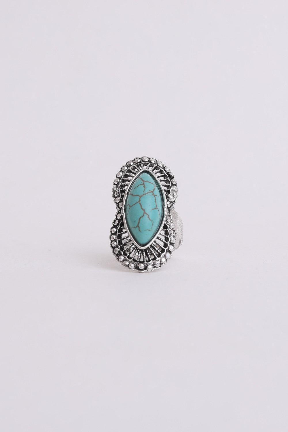 Western Hourglass Adjustable Turquoise Ring Product Image