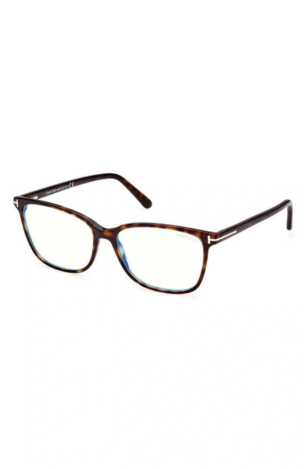 54mm Square Blue Light Blocking Glasses In Dark Havana Product Image