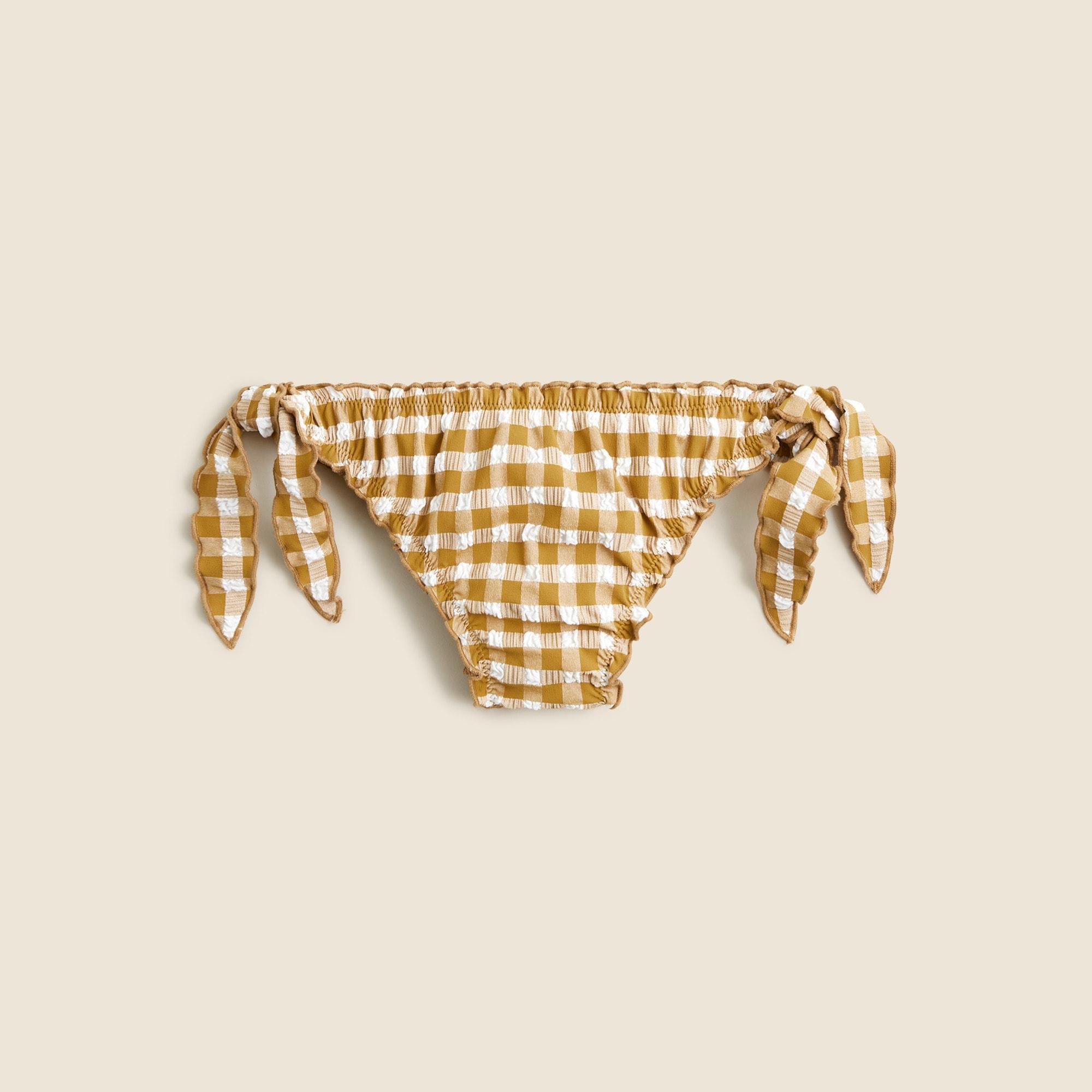 Lettuce-trim string bikini bottom in gingham Product Image