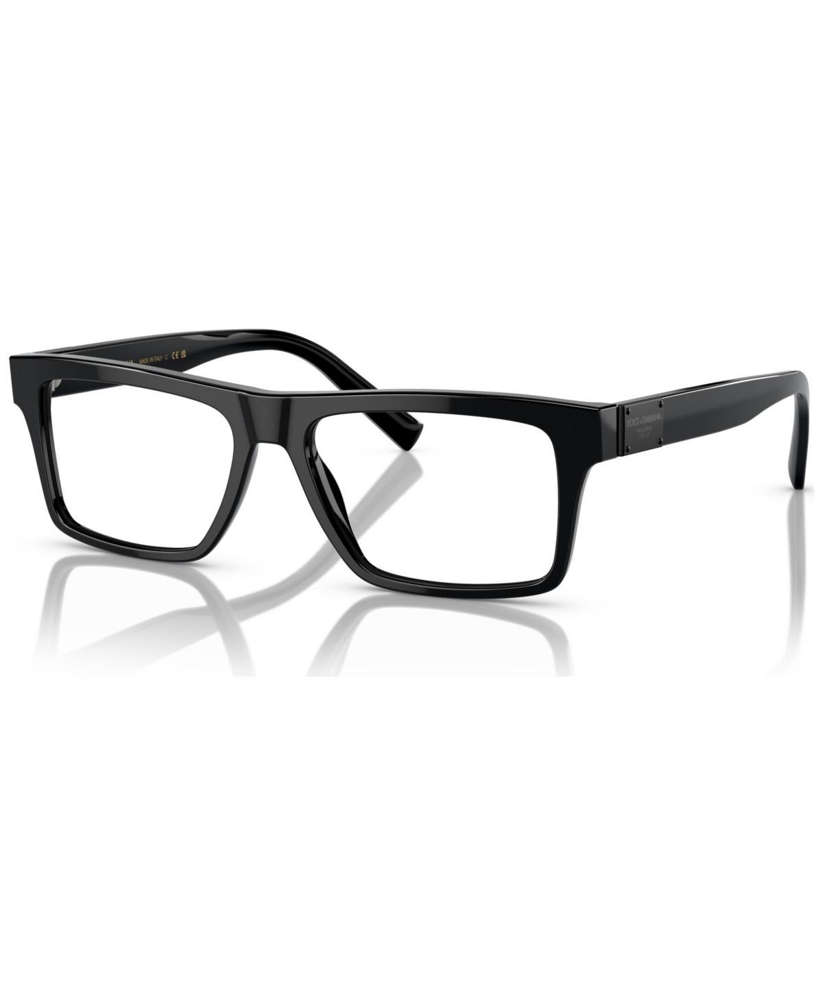 Dolce&Gabbana Mens Rectangle Eyeglasses, DG3368 52 - Black Product Image