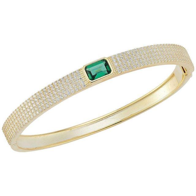 Sunkissed Sterling 14k Gold Over Silver Emerald Cut Cubic Zirconia Bangle Bracelet, Womens Gold Tone Product Image