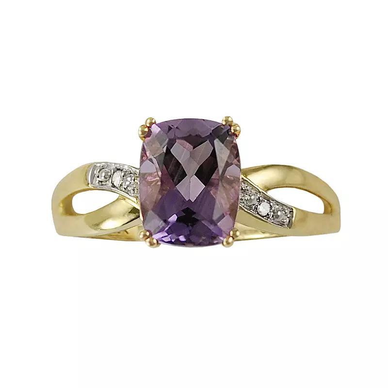 10k Gold Amethyst and Diamond Accent Ring, Womens Product Image