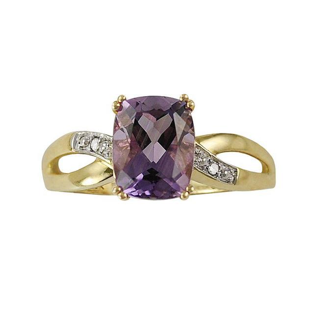 10k Gold Amethyst and Diamond Accent Ring, Womens Product Image