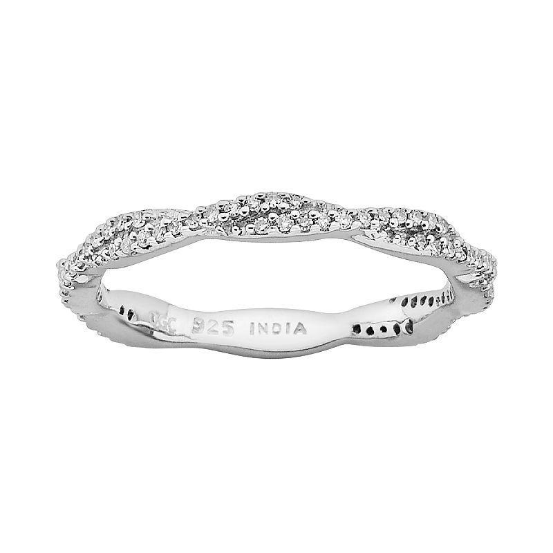 Stacks & Stones Sterling Silver 1/4-ct. T.W. Diamond Twist Stack Ring, Womens White Product Image