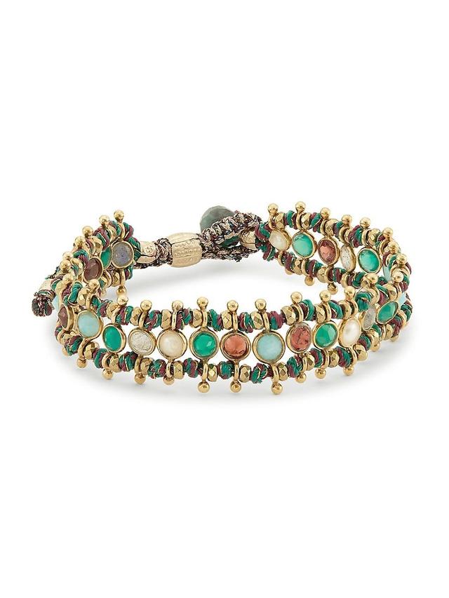 Womens Stromboli Salina 24K Gold-Plate Beaded Multi-Stone Bracelet Product Image