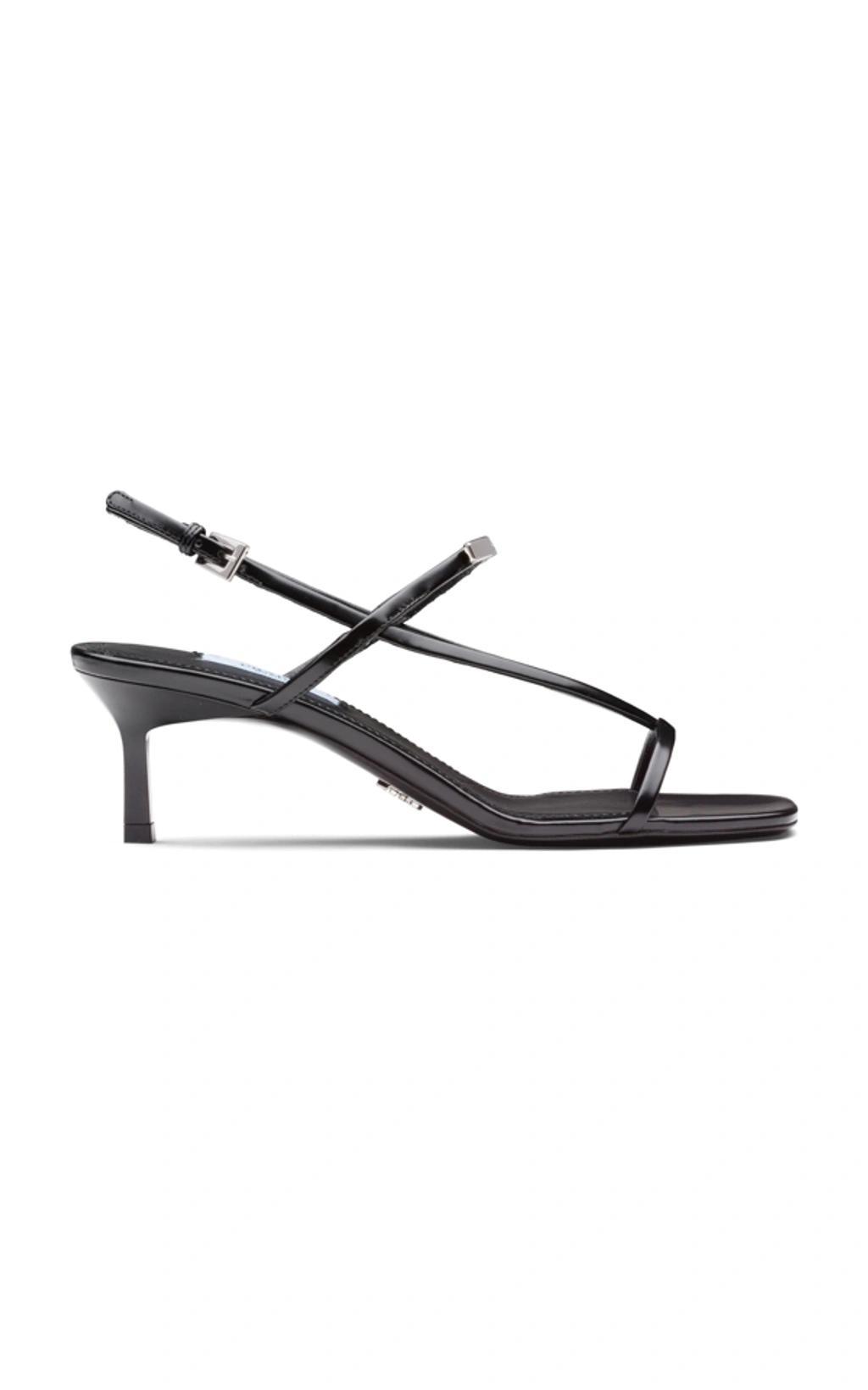 PRADA Brushed Leather Slingback Sandals In Black Product Image