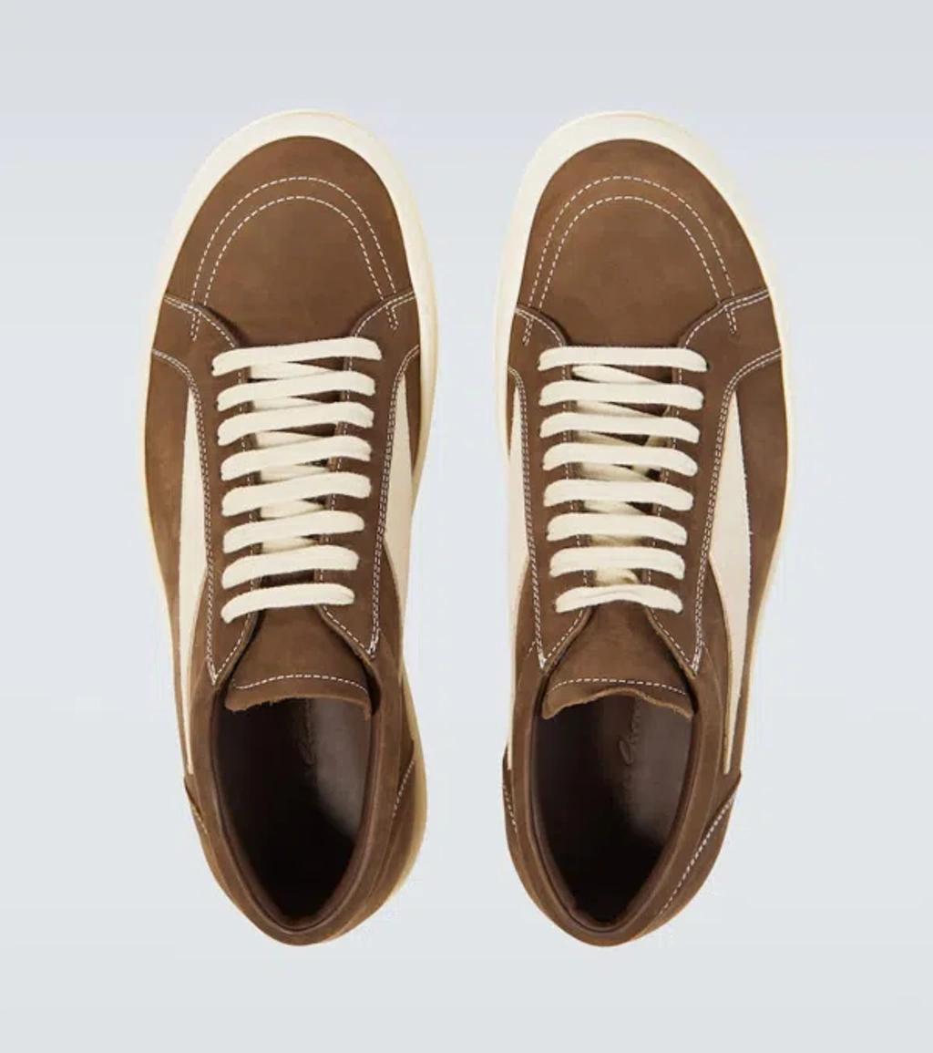 RICK OWENS Suede Low-top Sneakers In Fawn/milk Product Image